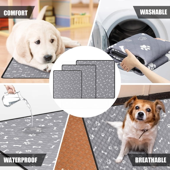 Washable Pee Pads for Dogs Reusable Puppy Training Pads, Waterproof Absorbent Potty Mat for Crate Floor Sofa, Non-Slip Odor Control Urine Protection Blanket, Multiple Sizes