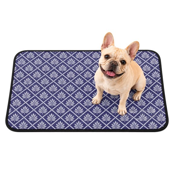Washable Pee Pads for Dogs, Rustic Botanical Non-Slip & Leak-Proof Potty Pads for Dogs, Reusable Pee Pad for Crates Waterproof Puppy Training Pad 24"x18" Vintage Simple Geometric Pattern Purple