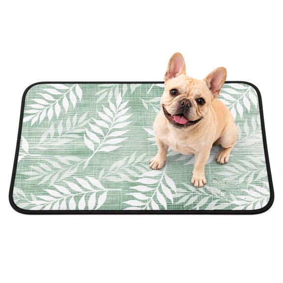 Washable Pee Pads for Dogs, Sage Green Leaves Non-Slip & Leak-Proof Potty Pads for Dogs, Reusable Pee Pad for Crates Floors Waterproof Puppy Training Pad 24"x18" Summer Botanical Modern Zen Vintage
