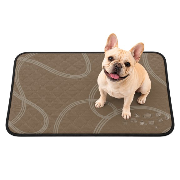 Washable Pee Pads for Dogs, Taupe Line Art Non-Slip & Leak-Proof Potty Pads for Dogs, Reusable Pee Pad for Crates Floors Waterproof Puppy Training Pad 24"x18" Modern Abstract Geometric Ribbons