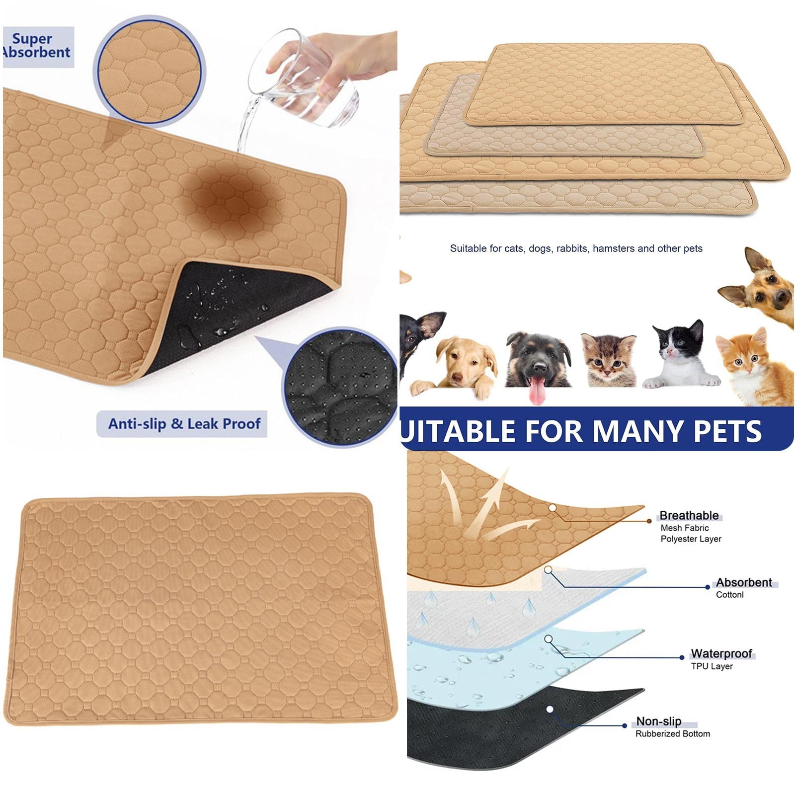 Washable Pee Pads for Dogs Thick HeavyAbsorbency Reusable Pee Pads