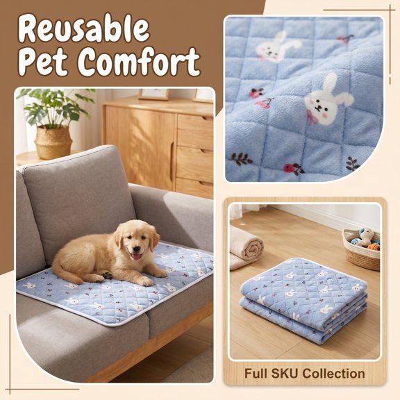 Washable Pee Pads, Reusable Puppy Training Pads for Dogs, Waterproof Quick-Dry Absorbent Mat, Leak-Proof Non-Slip Floor Protector, Machine Washable(S,Blue)