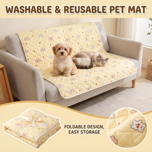 Washable Pee Pads, Reusable Puppy Training Pads for Dogs, Waterproof Quick-Dry Absorbent Mat, Leak-Proof Non-Slip Floor Protector, Machine Washable(S,Yellow)