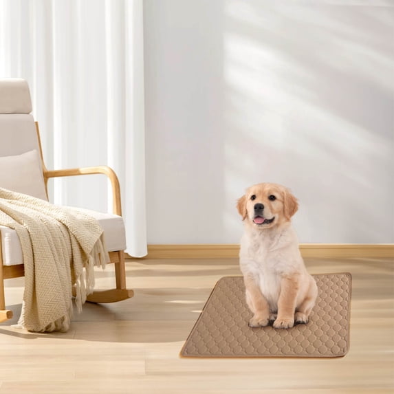 Washable Pee Pads for Dogs – Reusable Pet Urine Pad, Thickened Deodorizing & Quick Dry Waterproof Mat, Brown 14"x20"