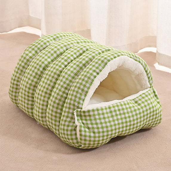 Washable Pet Bed for Small Dogs and Cats, Removable and Machine Washable Cover, Winter Warm with Thick Insulation, Semi-Enclosed Design for Security, Two-Purpose Use As Enclosed Or Open Bed
