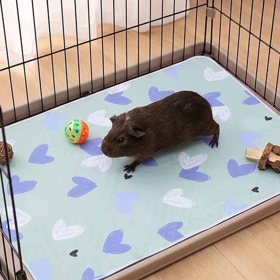 Washable Pet Cage Mat, Sturdy Polyester Soft Bedding Liner, Foldable Reusable Pad for Hamsters Rabbits Guinea Pigs Cats Dogs Reptiles, Blue