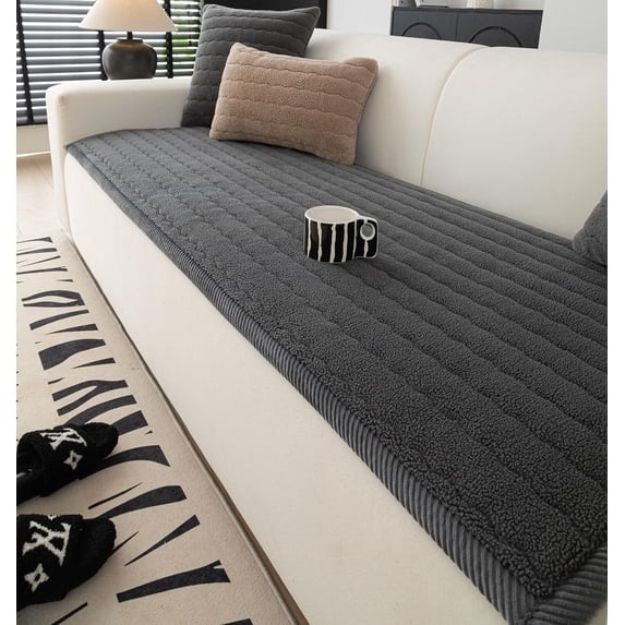 Washable Pet Couch Cover Non-Slip Sofa Covers for Dogs Pet-Friendly Soft Sherpa Dog Couch Protector Mat for Sectional Sofa