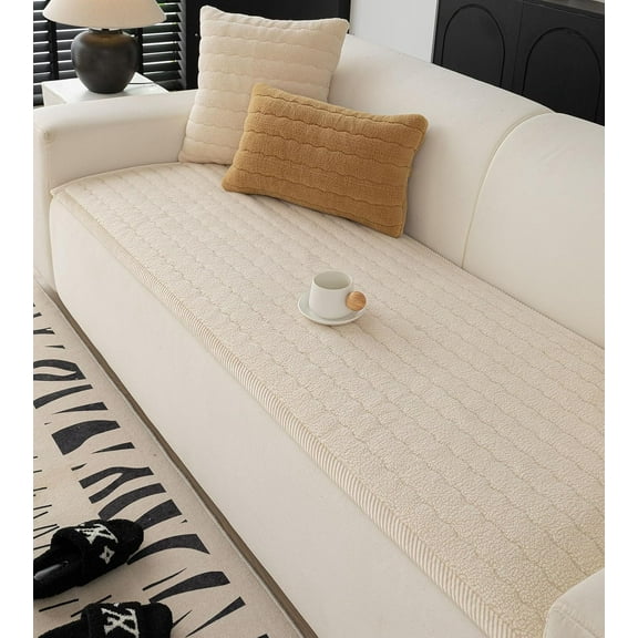 Washable Pet Couch Cover Non-Slip Sofa Covers for Dogs Pet-Friendly Soft Sherpa Dog Couch Protector Mat for Sofa