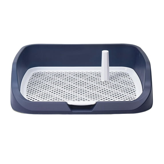 Washable Pet Dog Toilet, Dog Potty Tray Easy to Clean Indoor Outdoor Bedpan Lattice Urinal Training Pad Holder Trainer Corner for Dogs Cats Dark Blue