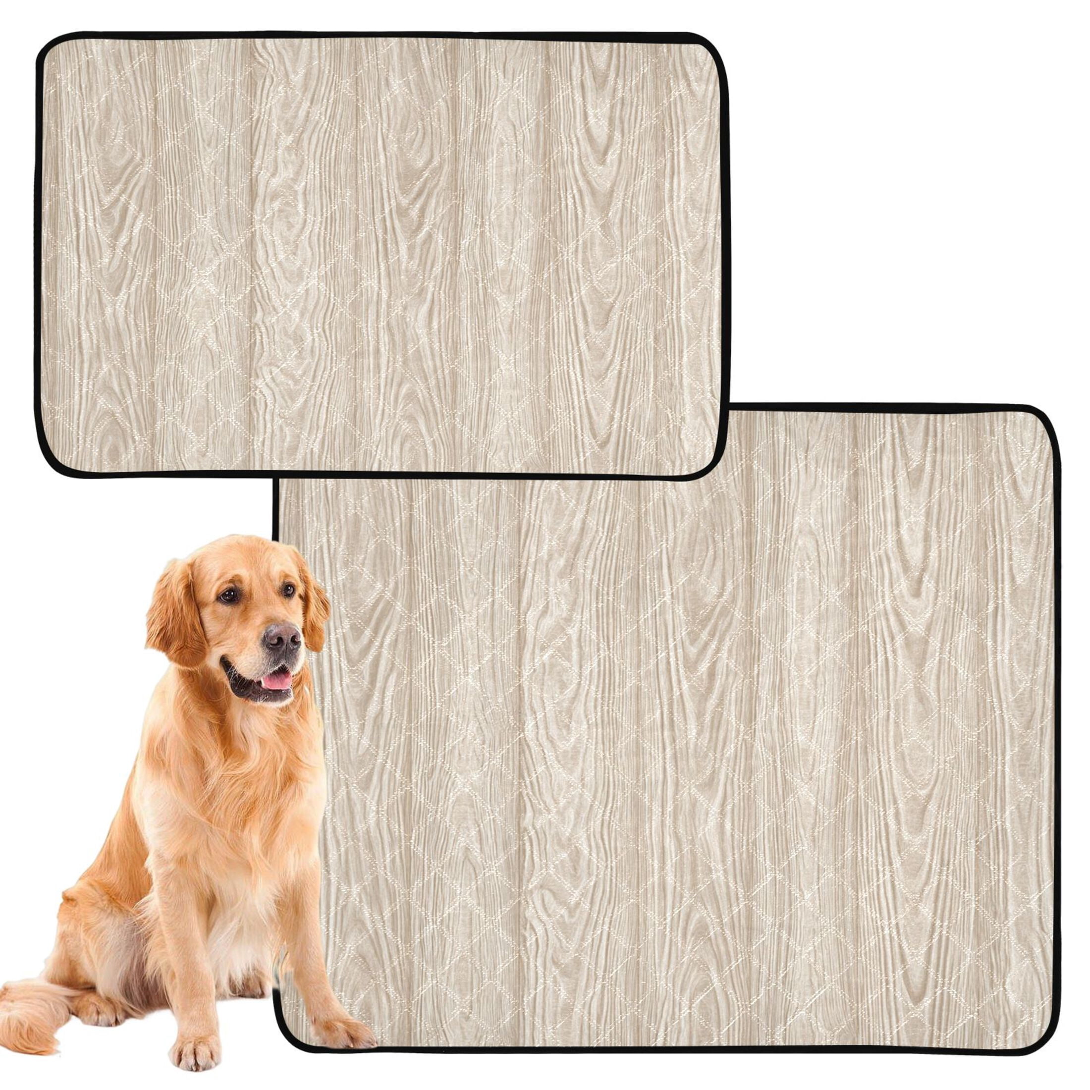 Washable Pet Pee Pads Soft Plush Absorbent Mat Non-Slip Floor Protector for for Dogs & Cats Beige Wood Grain Pattern