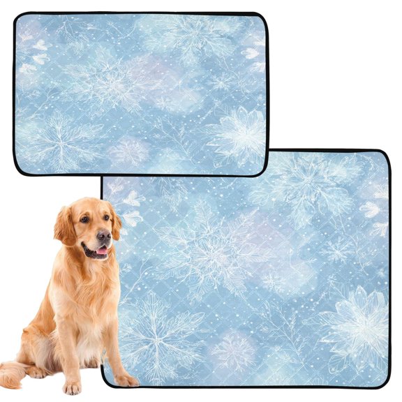 Washable Pet Pee Pads Soft Plush Absorbent Mat Non-Slip Floor Protector for for Dogs & Cats Delicate Snowflakes Patter
