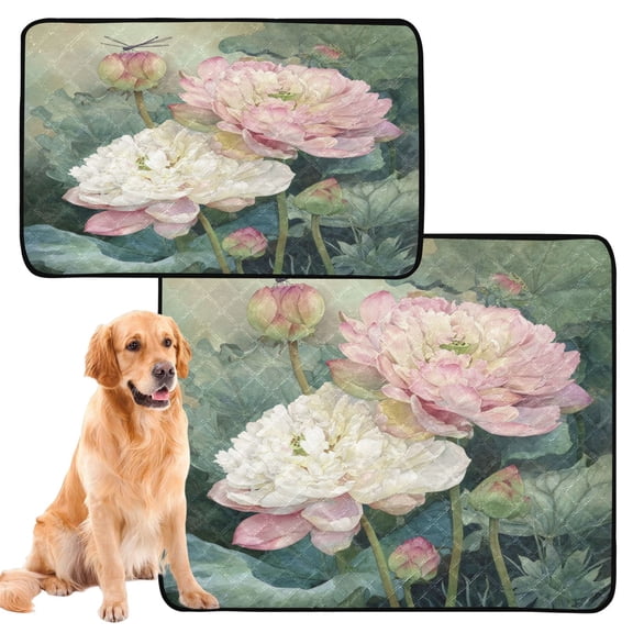 Washable Pet Pee Pads Soft Plush Absorbent Mat Non-Slip Floor Protector for for Dogs & Cats Light Pink Lotus