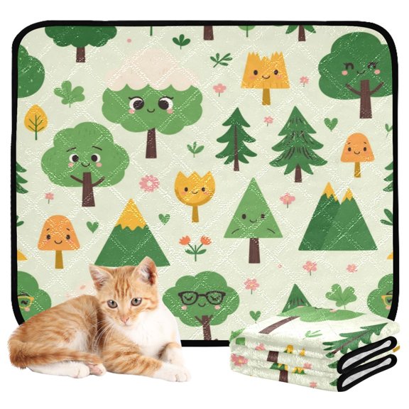 Washable Pet Pee Pads Soft Plush Absorbent Mat Non-Slip Floor Protector for for Dogs & Cats Personified Plants