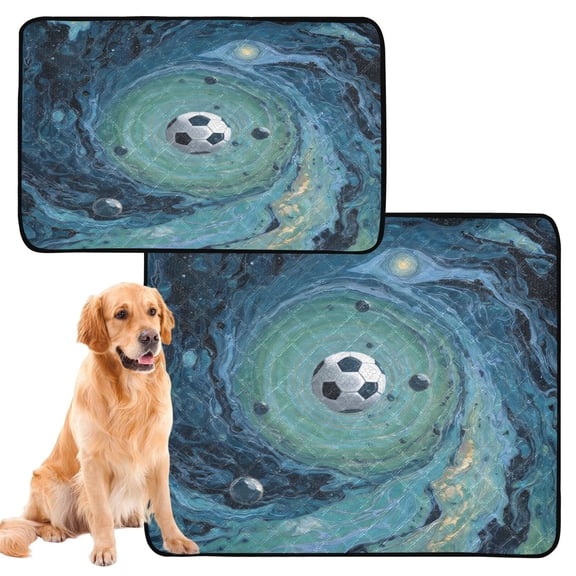 Washable Pet Pee Pads Soft Plush Absorbent Mat Non-Slip Floor Protector for for Dogs & Cats Soccer Ball Floating in Space