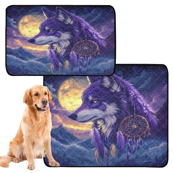 Washable Pet Pee Pads with Super Absorbent Reusable Training Pads for Dogs & Cats A Beautiful Wolf