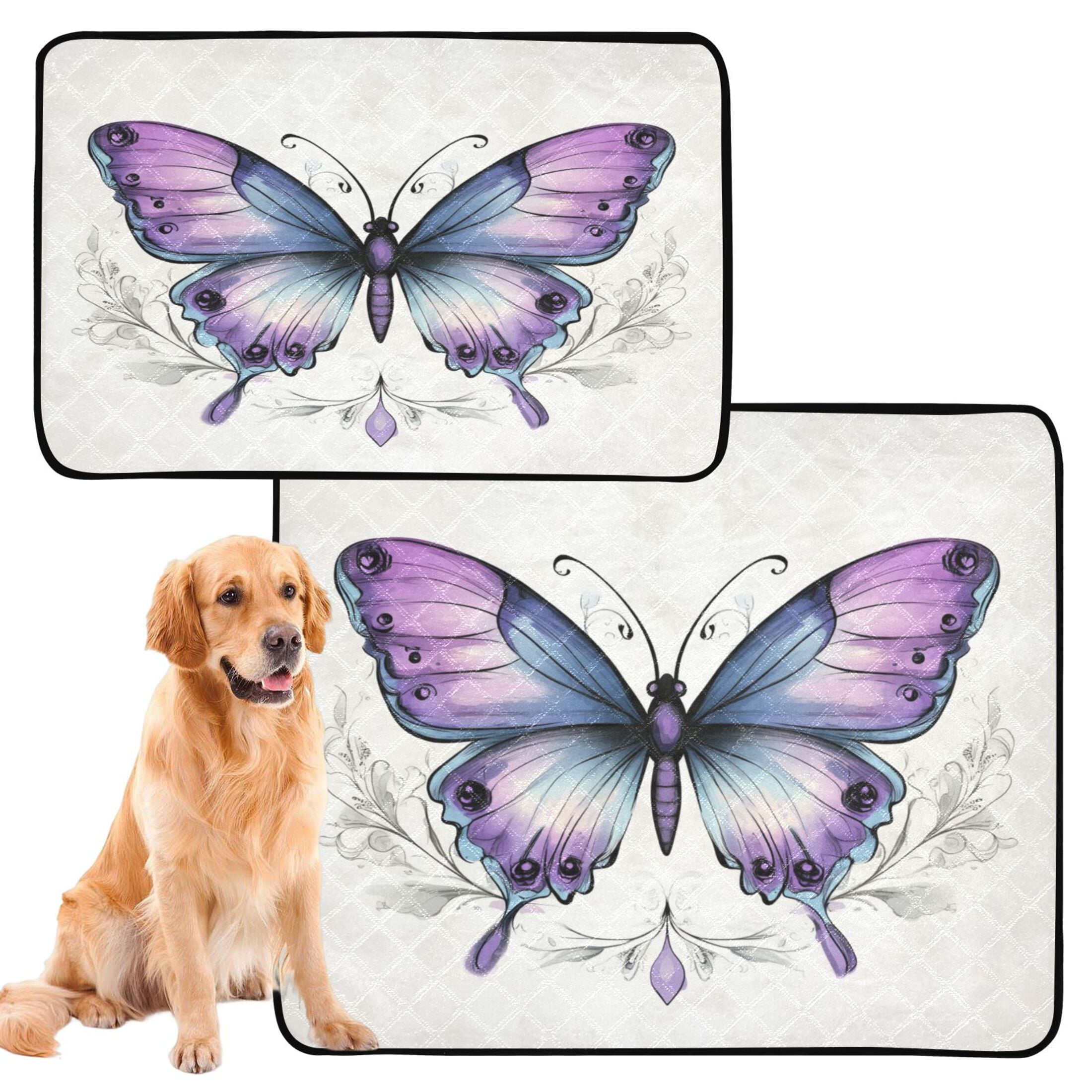 Washable Pet Pee Pads with Super Absorbent Reusable Training Pads for Dogs & Cats A Blue Butterfly