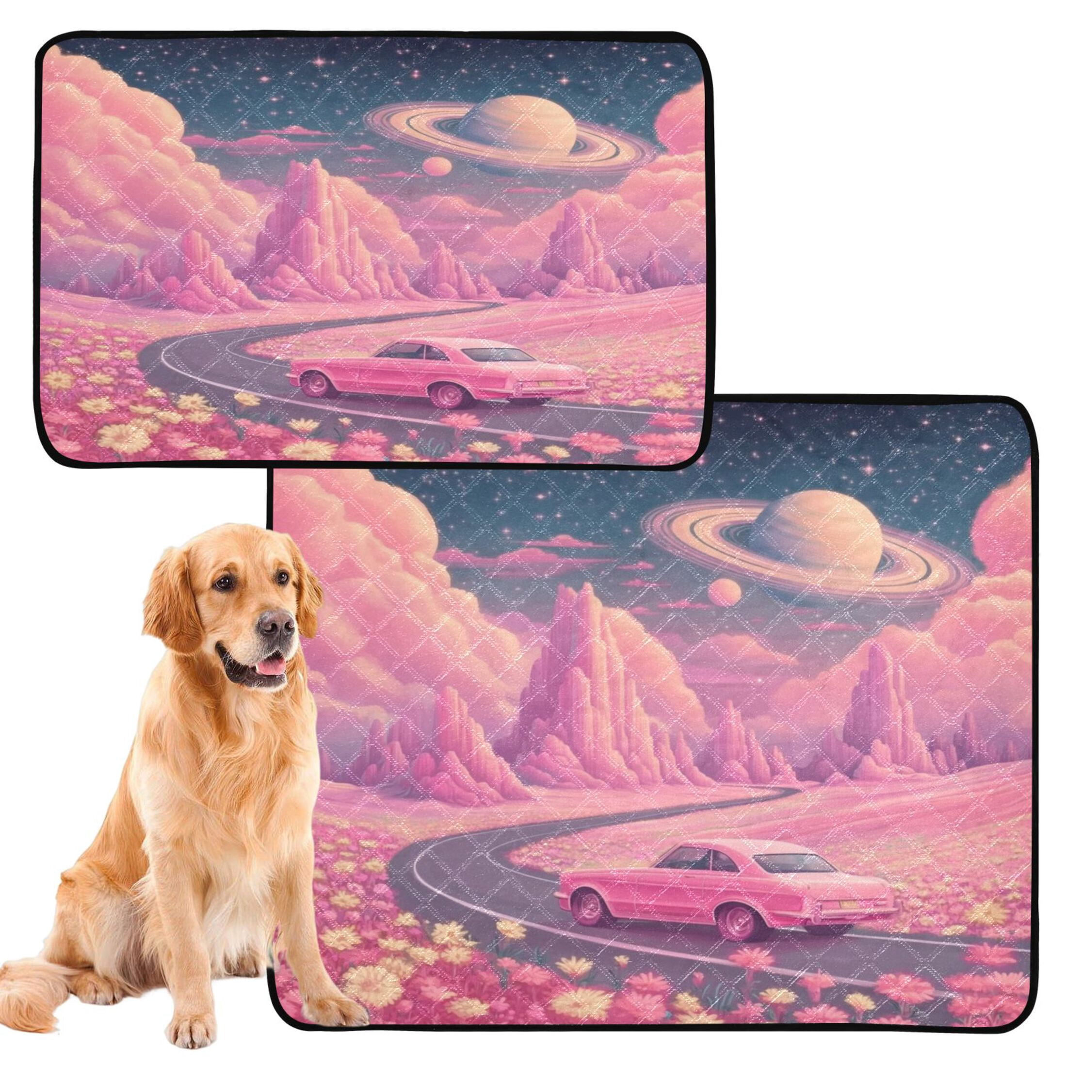 Washable Pet Pee Pads with Super Absorbent Reusable Training Pads for Dogs & Cats A Pink Landscape