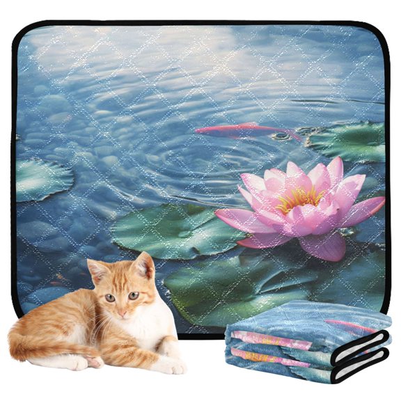 Washable Pet Pee Pads with Super Absorbent Reusable Training Pads for Dogs & Cats A Pink Lotus