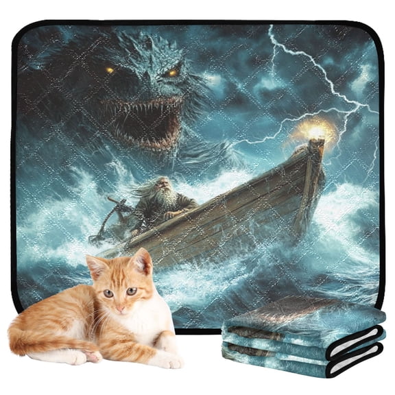 Washable Pet Pee Pads with Super Absorbent Reusable Training Pads for Dogs & Cats Angry Sea Monster