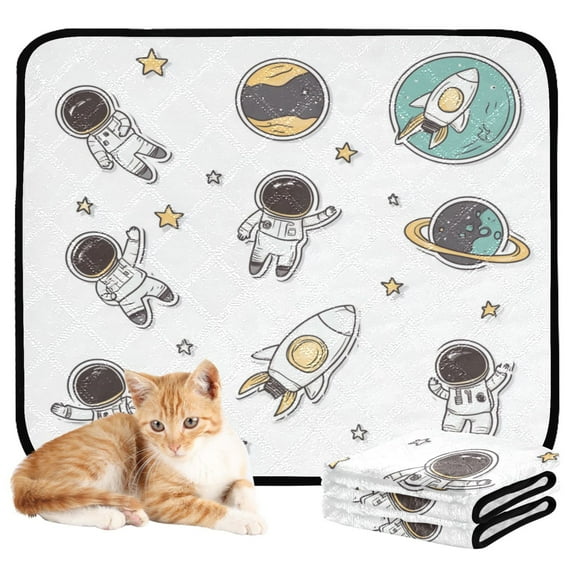 Washable Pet Pee Pads with Super Absorbent Reusable Training Pads for Dogs & Cats Astronauts in Space