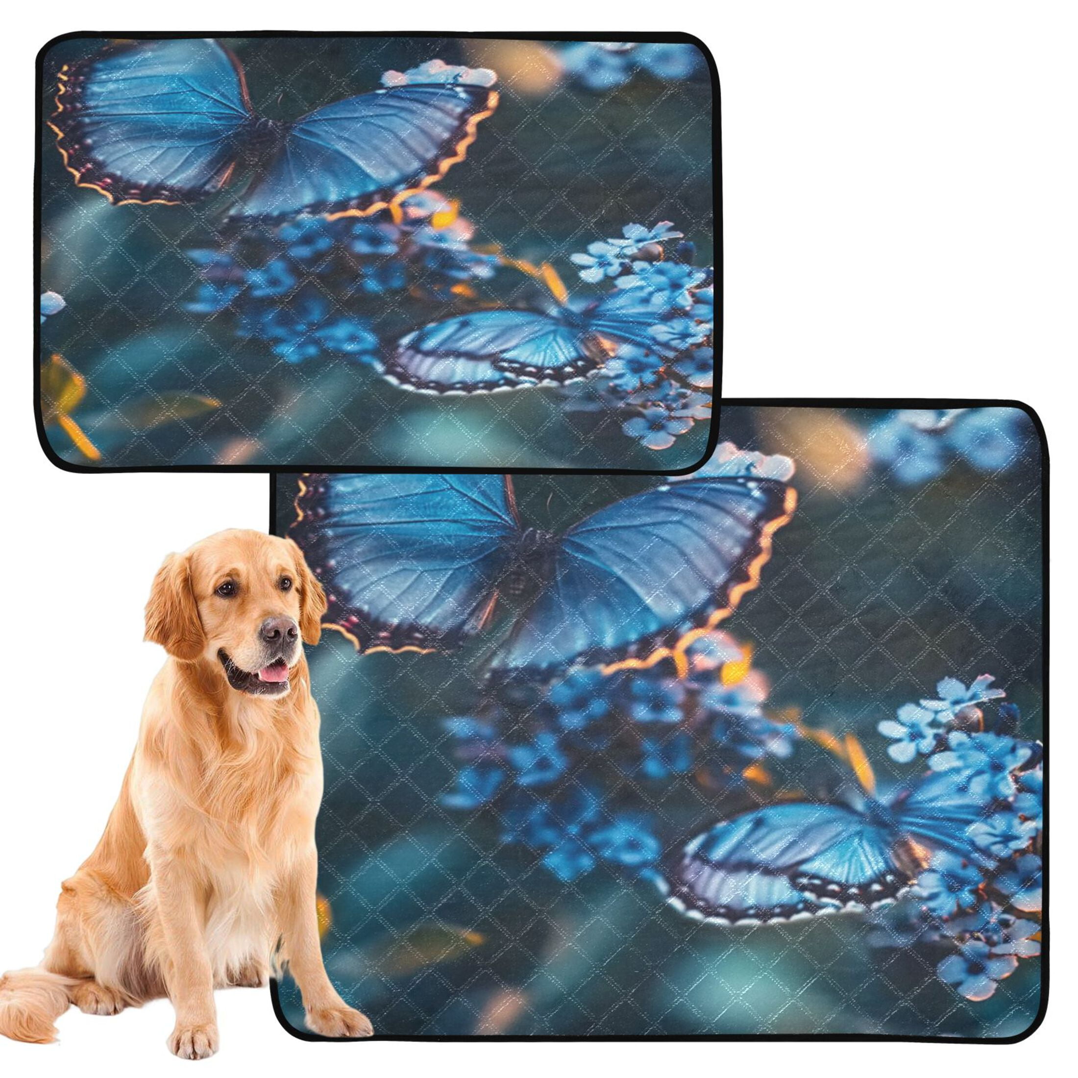 Washable Pet Pee Pads with Super Absorbent Reusable Training Pads for Dogs & Cats Beautiful Blue Butterfly