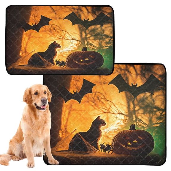 Washable Pet Pee Pads with Super Absorbent Reusable Training Pads for Dogs & Cats Black Bat Cat