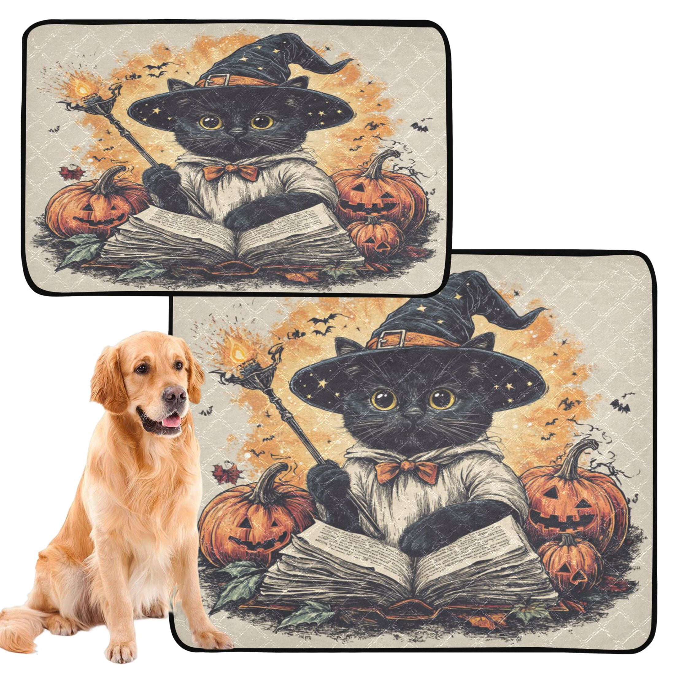 Washable Pet Pee Pads with Super Absorbent Reusable Training Pads for Dogs & Cats Black Cat