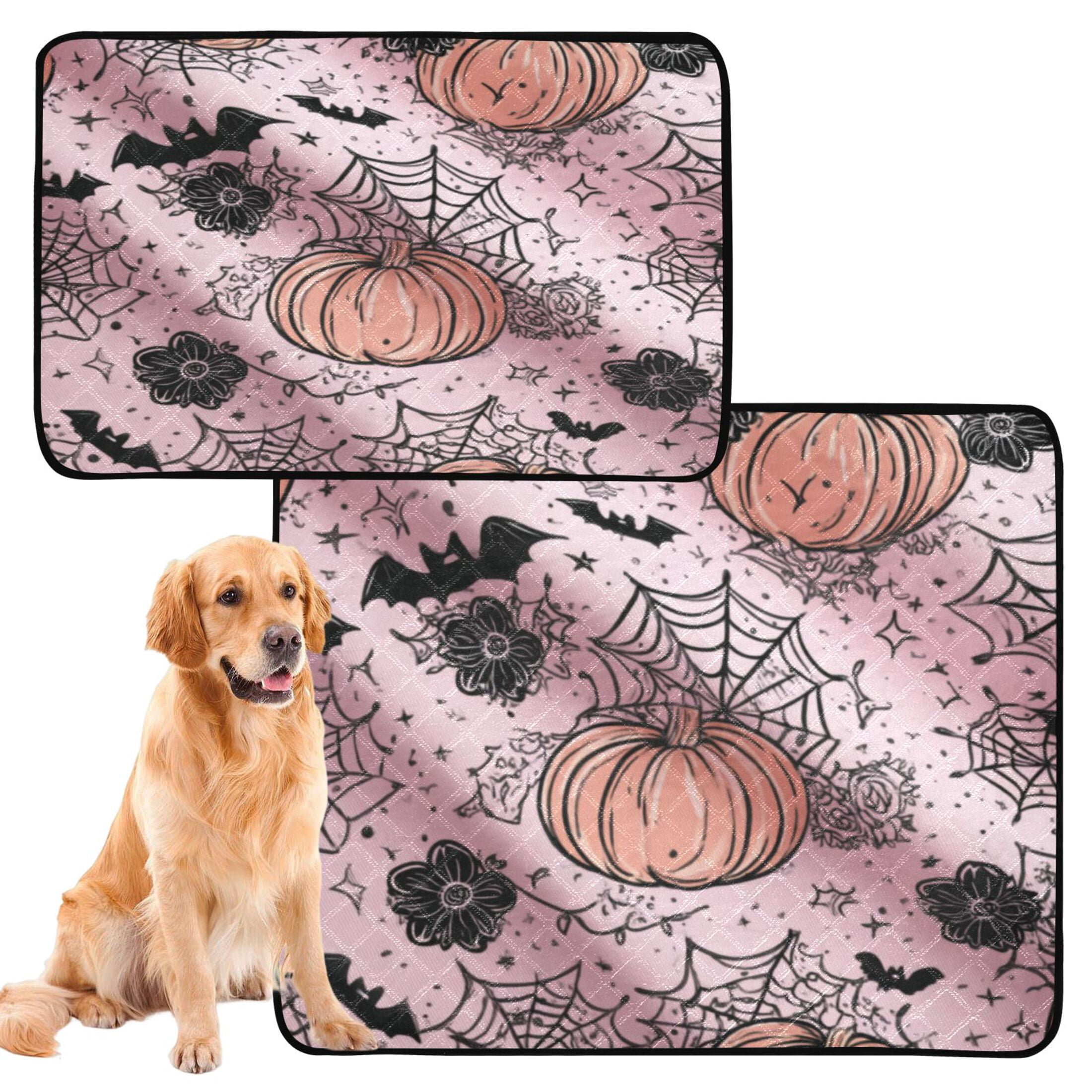 Washable Pet Pee Pads with Super Absorbent Reusable Training Pads for Dogs & Cats Black Flowers and Spider Web