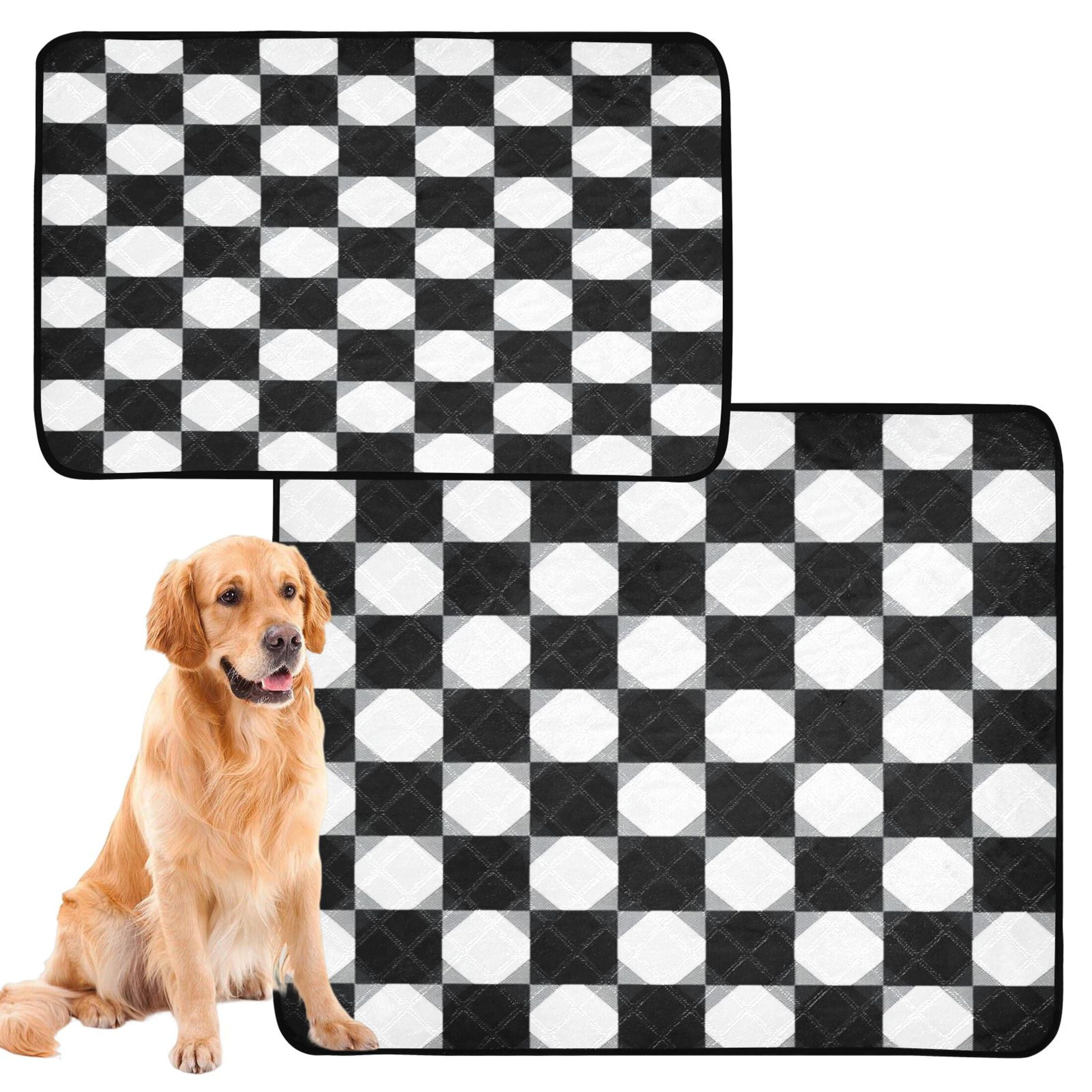 Washable Pet Pee Pads with Super Absorbent Reusable Training Pads for Dogs & Cats Black and White Gingham Pattern