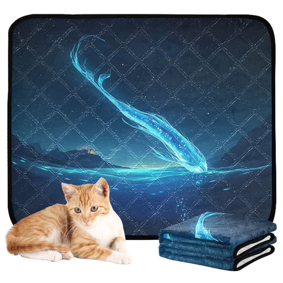 Washable Pet Pee Pads with Super Absorbent Reusable Training Pads for Dogs & Cats Blue Deep-sea Creature