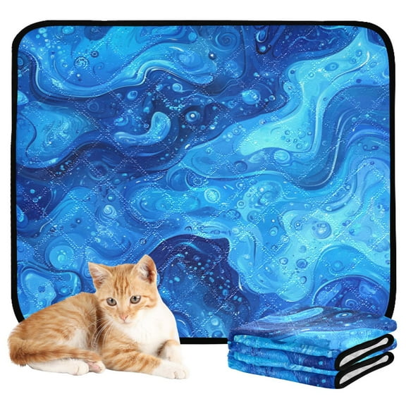 Washable Pet Pee Pads with Super Absorbent Reusable Training Pads for Dogs & Cats Blue Water Texture