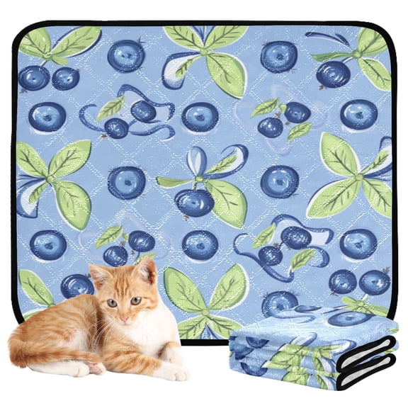 Washable Pet Pee Pads with Super Absorbent Reusable Training Pads for Dogs & Cats Blueberry and Ribbon