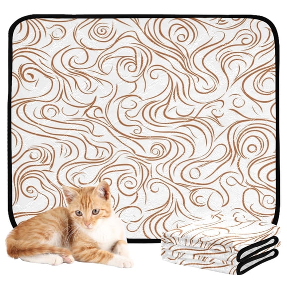 Washable Pet Pee Pads with Super Absorbent Reusable Training Pads for Dogs & Cats Brown Swirling Lines