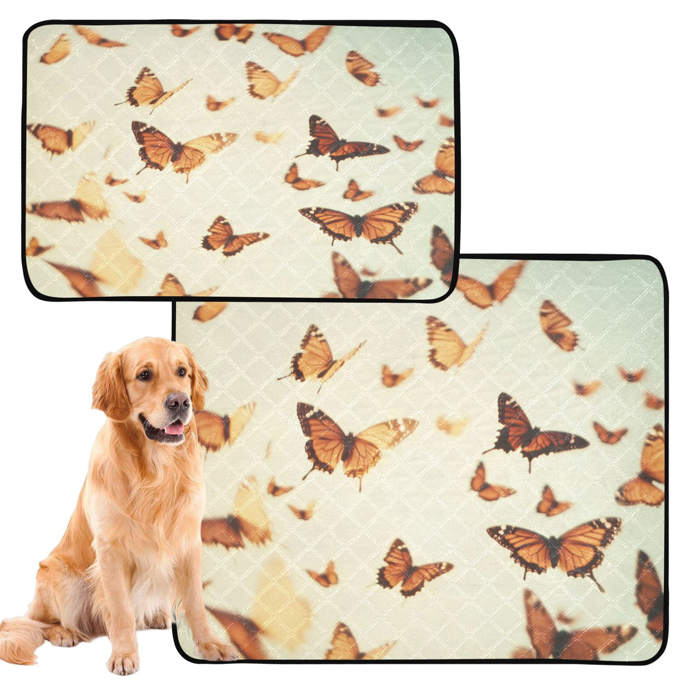 Washable Pet Pee Pads with Super Absorbent Reusable Training Pads for Dogs & Cats Butterflies Flying in The Air