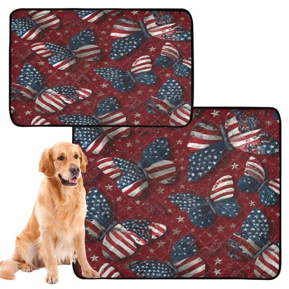 Washable Pet Pee Pads with Super Absorbent Reusable Training Pads for Dogs & Cats Butterfly with National Flag