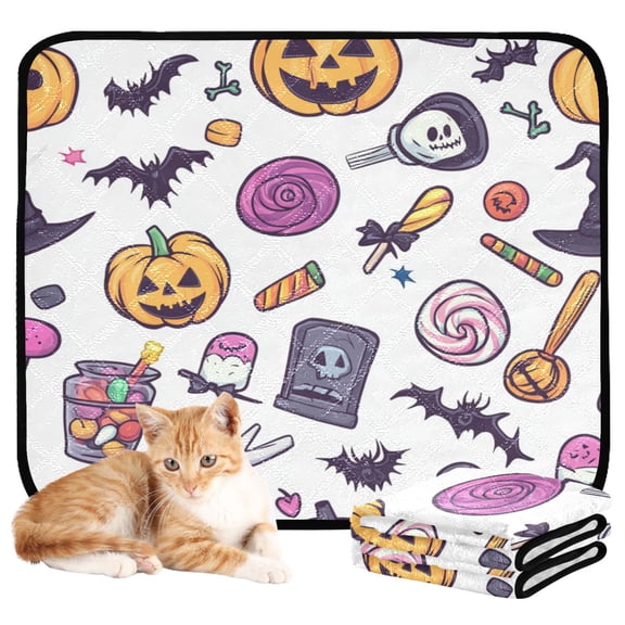Washable Pet Pee Pads with Super Absorbent Reusable Training Pads for Dogs & Cats Cartonn Halloween-themed Icons