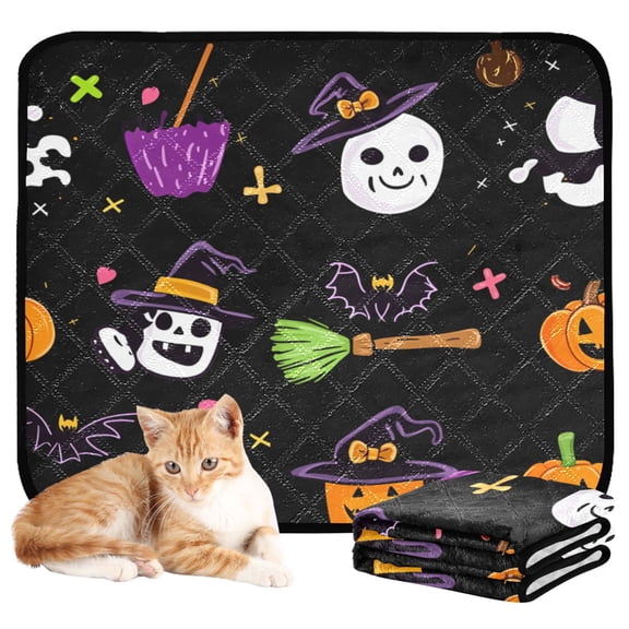 Washable Pet Pee Pads with Super Absorbent Reusable Training Pads for Dogs & Cats Cartoon Cute Halloween Icons