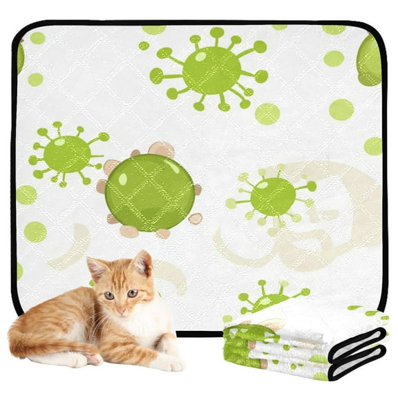 Washable Pet Pee Pads with Super Absorbent Reusable Training Pads for Dogs & Cats Cartoon Green Ball-shape