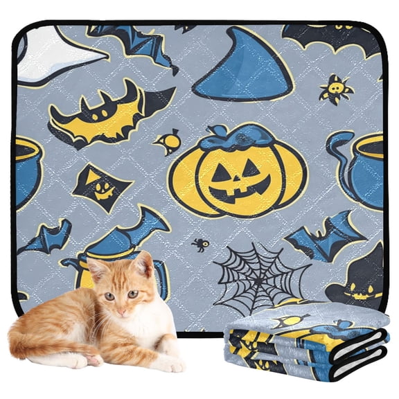 Washable Pet Pee Pads with Super Absorbent Reusable Training Pads for Dogs & Cats Cartoon Halloween Icons