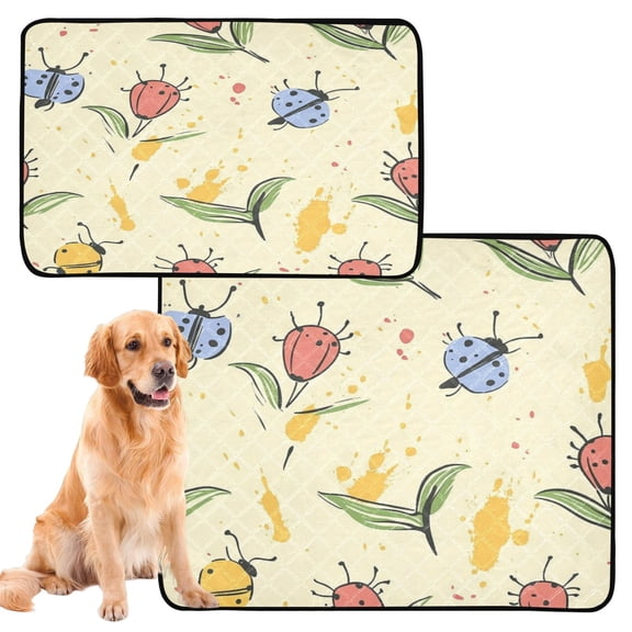 Washable Pet Pee Pads with Super Absorbent Reusable Training Pads for Dogs & Cats Cartoon Ladybugs