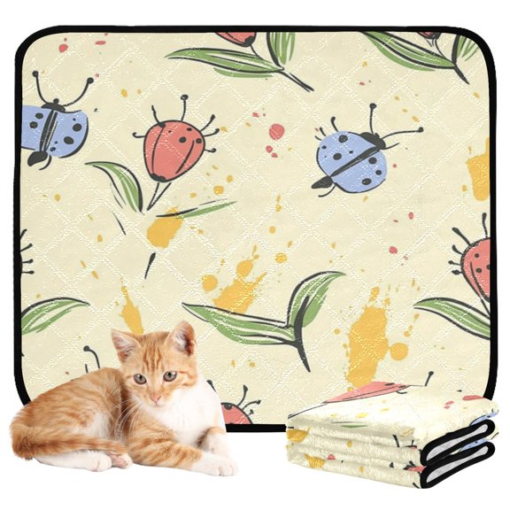 Washable Pet Pee Pads with Super Absorbent Reusable Training Pads for Dogs & Cats Cartoon Ladybugs