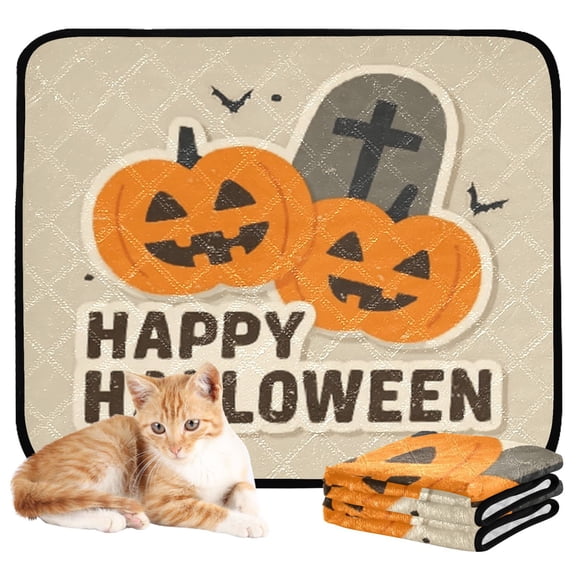 Washable Pet Pee Pads with Super Absorbent Reusable Training Pads for Dogs & Cats Cartoon Pumpkins and Tombstones