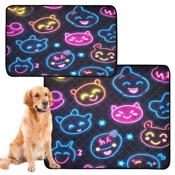 Washable Pet Pee Pads with Super Absorbent Reusable Training Pads for Dogs & Cats Cartoon Smiling Faces