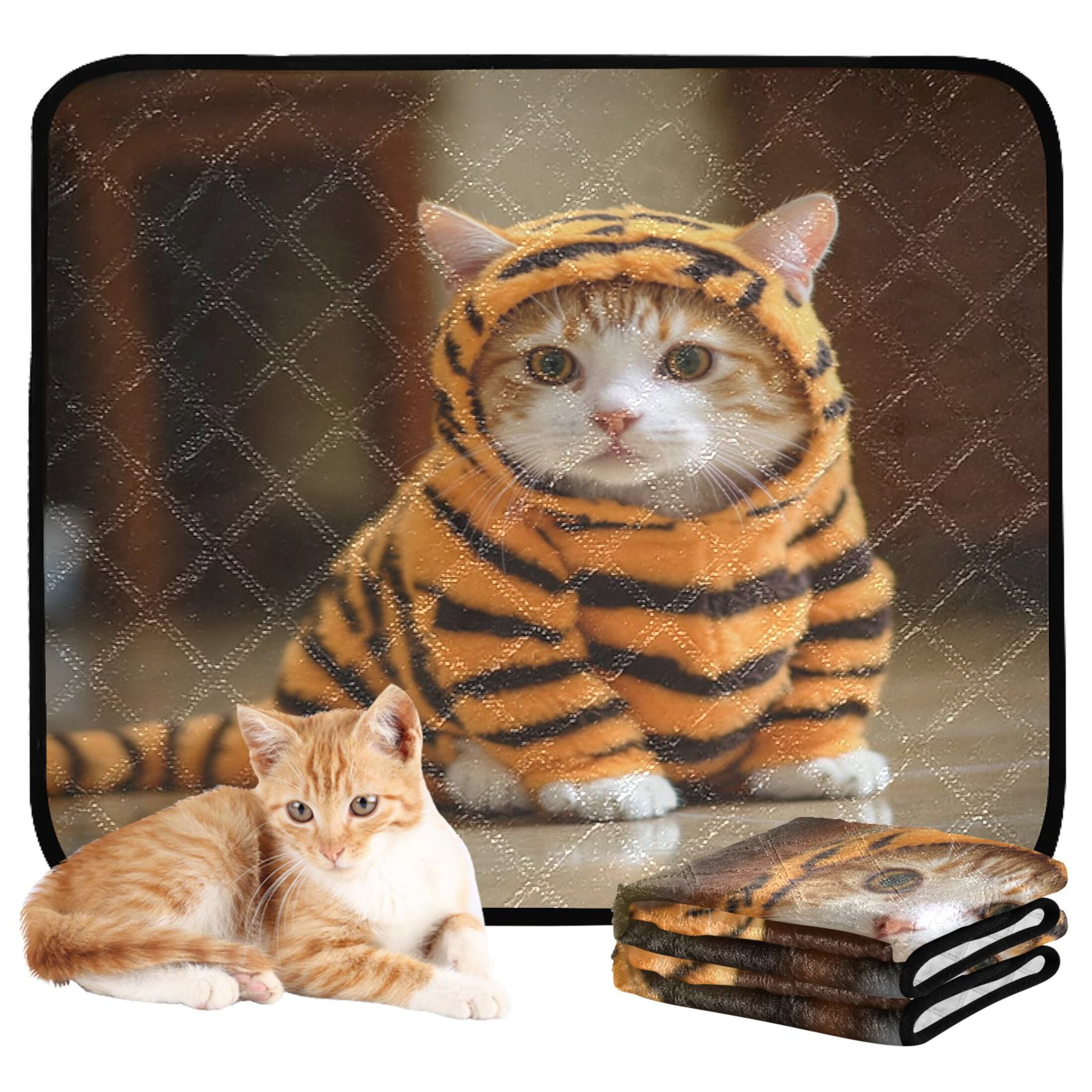 Washable Pet Pee Pads with Super Absorbent Reusable Training Pads for Dogs & Cats Cat in Leopard Print