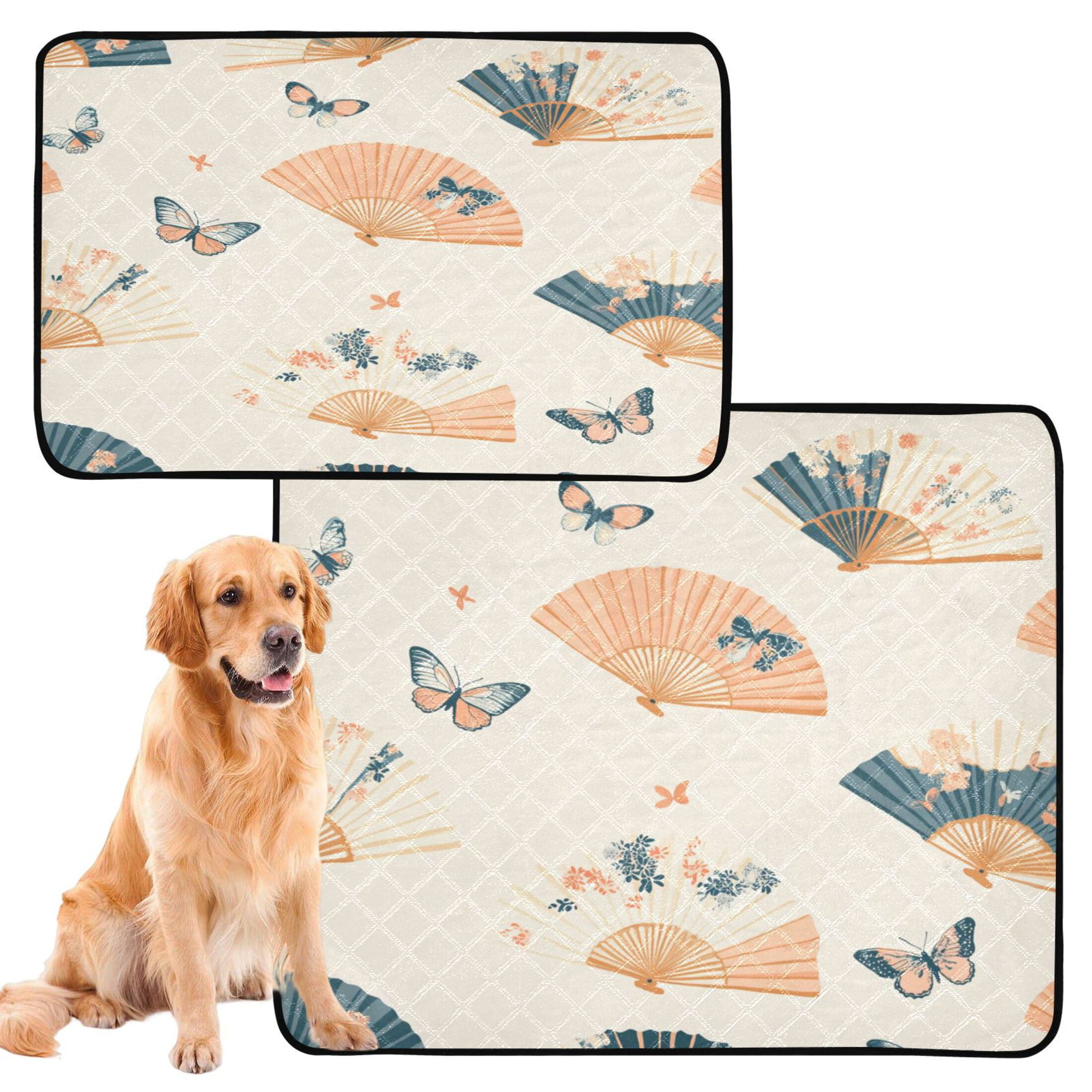 Washable Pet Pee Pads with Super Absorbent Reusable Training Pads for Dogs & Cats Chinese Fans Pattern