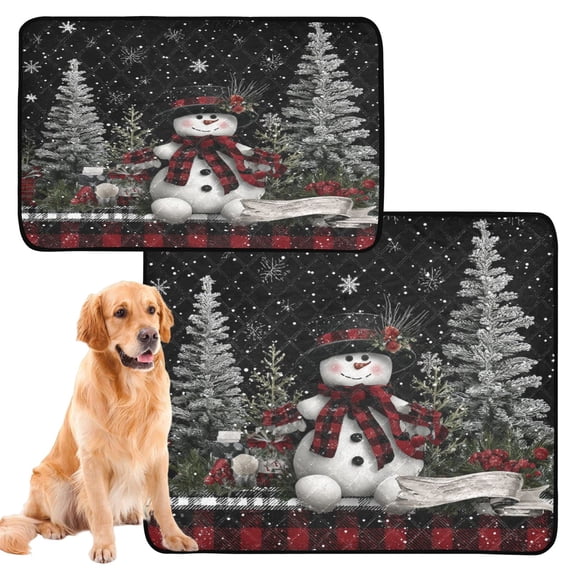 Washable Pet Pee Pads with Super Absorbent Reusable Training Pads for Dogs & Cats Christmas Snowman