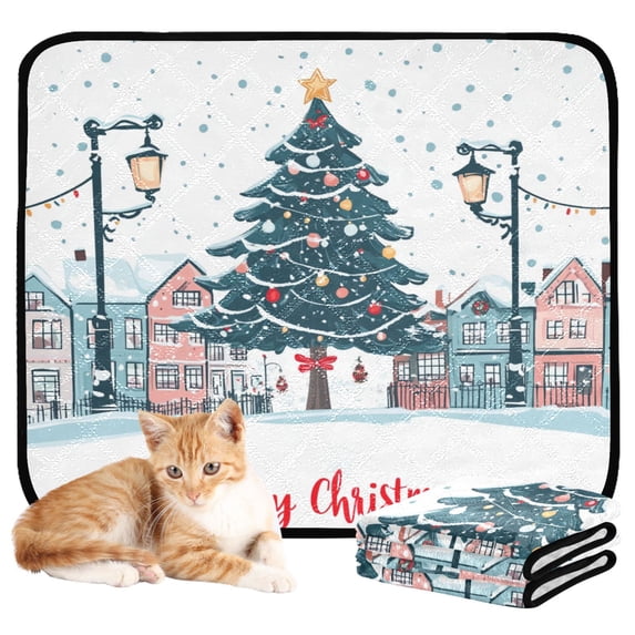 Washable Pet Pee Pads with Super Absorbent Reusable Training Pads for Dogs & Cats Christmas Tree in The City