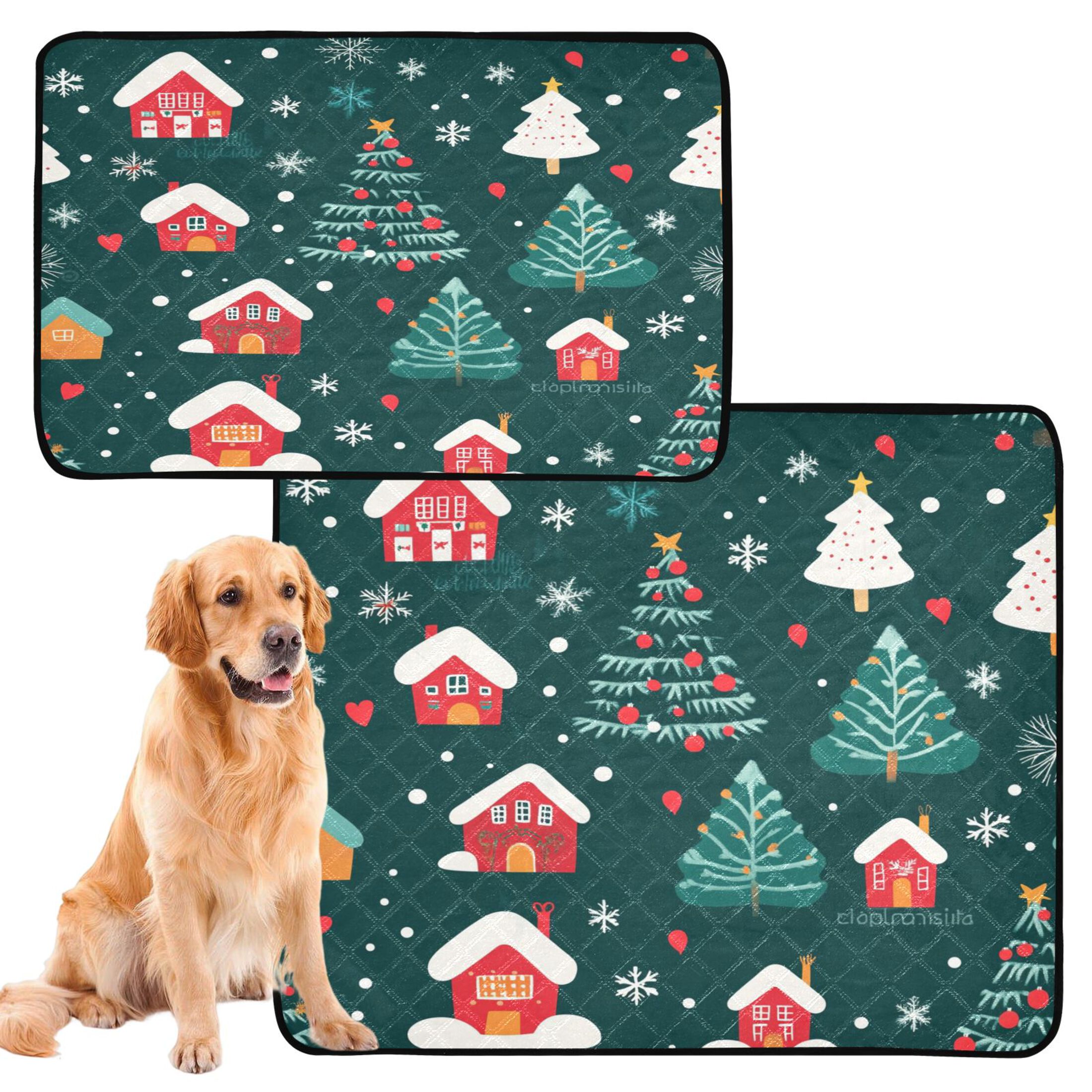 Washable Pet Pee Pads with Super Absorbent Reusable Training Pads for Dogs & Cats Christmas Trees and Houses