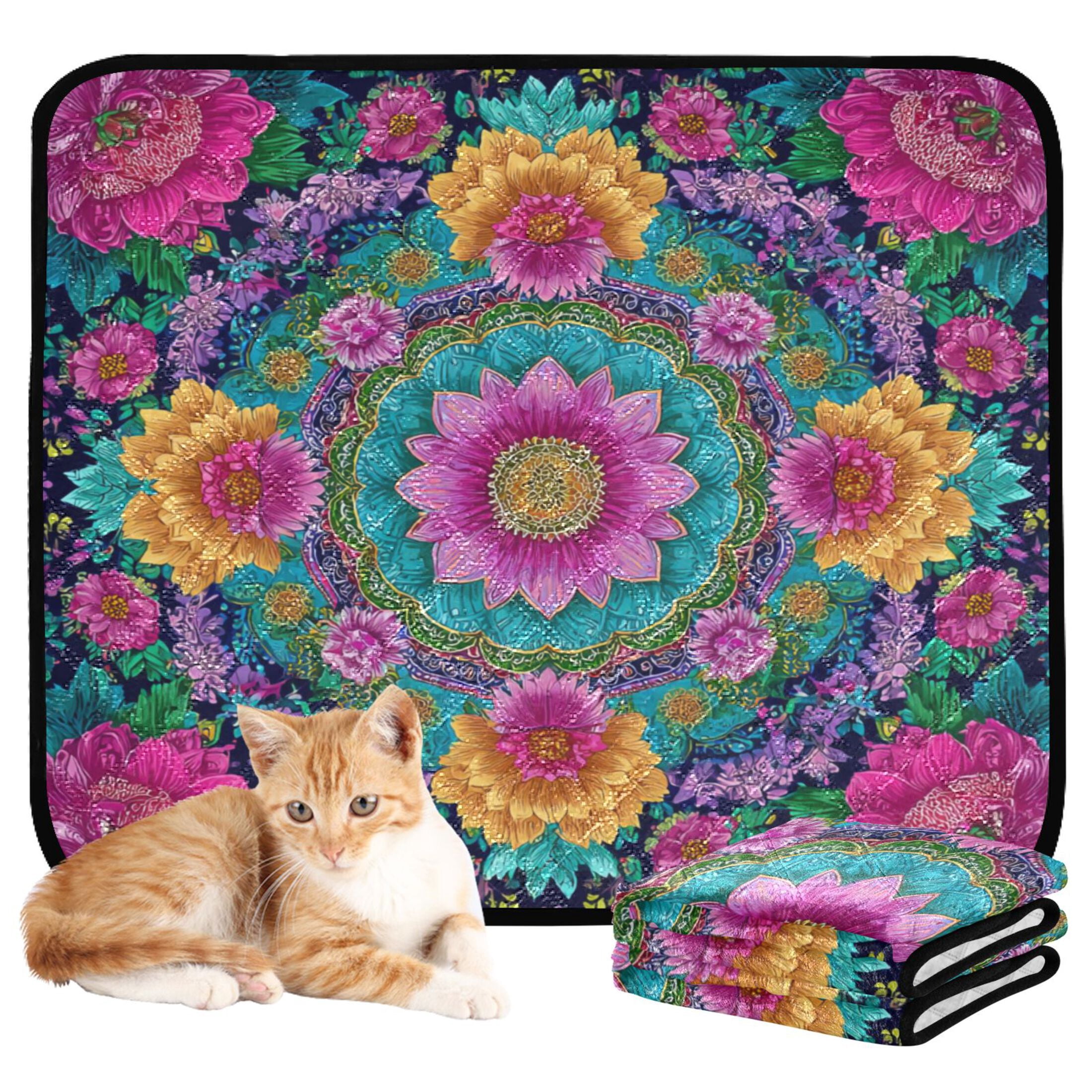 Washable Pet Pee Pads with Super Absorbent Reusable Training Pads for Dogs & Cats Colorful Delicate Floral