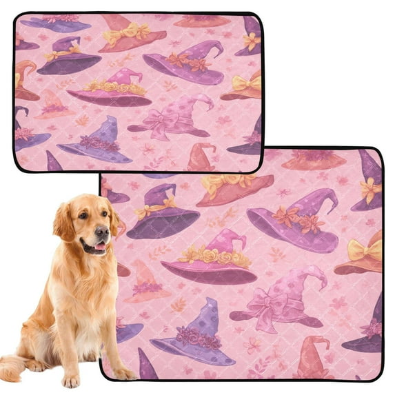 Washable Pet Pee Pads with Super Absorbent Reusable Training Pads for Dogs & Cats Colorful Hat Pattern